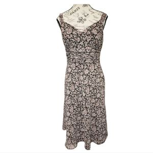 Ann Taylor 4 Brown White Floral Sleeveless Dress